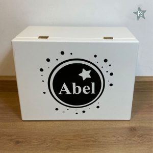 Herinneringen kist met naam en cirkel ster