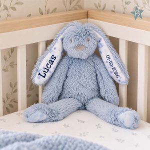 Knuffel konijn Happy Horse met naam | Rabbit Richie Blue Graphic 38cm
