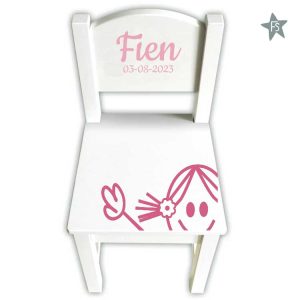 houten geboortestoeltje met naam meisje met handje