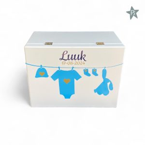 Herinneringen kist met naam en baby waslijn