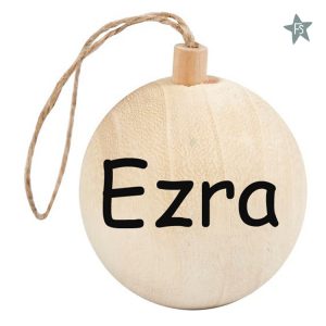 Houten kerstbal met naam