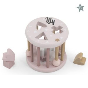 Label Label Roze Houten Rollende Vormenstoof ( met naam )