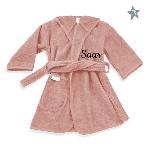 Badjas Sandstone pink 0-12mnd ( met naam )