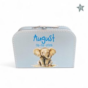 Geprint koffertje met naam en olifantje