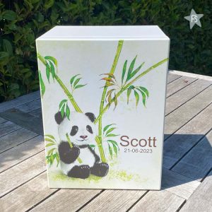 Herinneringen kist met naam en panda beertje