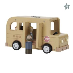 Little Dutch Houten schoolbus met poppetjes (met naam)