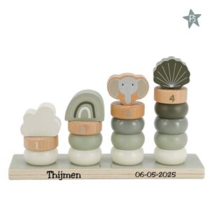 Label Label Stapelringen Olijf Groen ( met naam en geboortedatum )