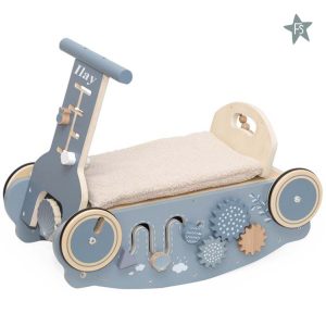 Label Label blauw Houten 3-in-1 Looptrainer / Loopauto ( met naam )