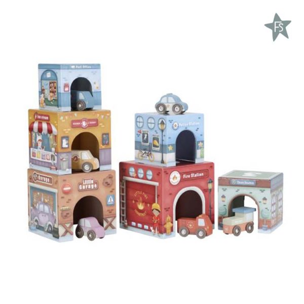 Little Dutch Stapeltoren Inclusief 6 Auto’s – Hout ( met naam )