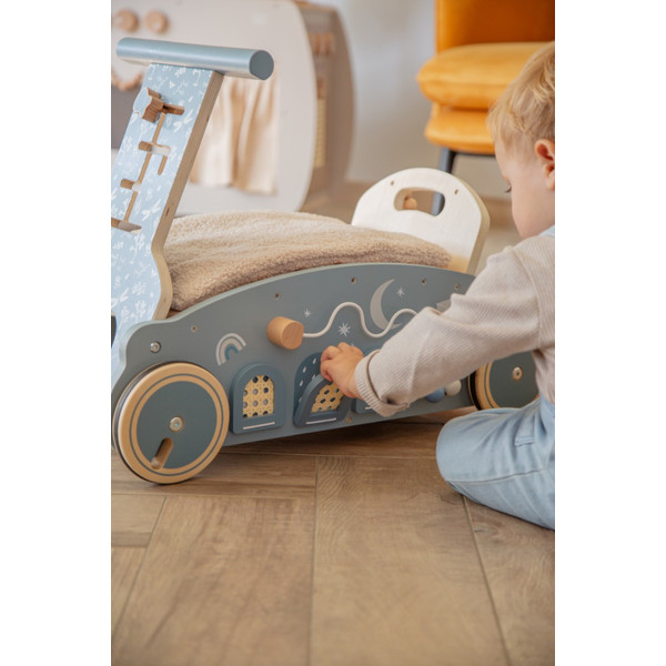 Label Label blauw Houten 3-in-1 Looptrainer / Loopauto ( met naam ) - Afbeelding 5