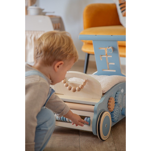 Label Label blauw Houten 3-in-1 Looptrainer / Loopauto ( met naam ) - Afbeelding 9