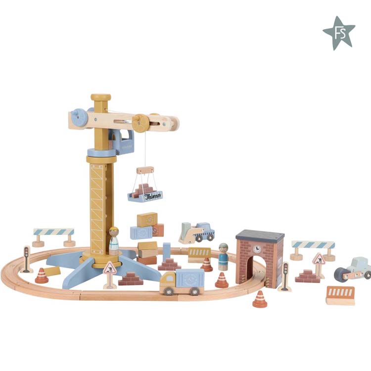 Little Dutch Hijskraan set FSC - treinbaan ( met naam )