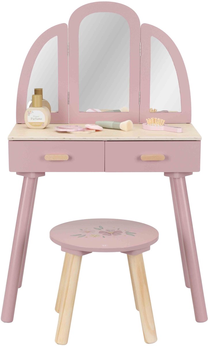 Little Dutch Houten kaptafel groot - Roze - Essentials (met naam) - Afbeelding 7