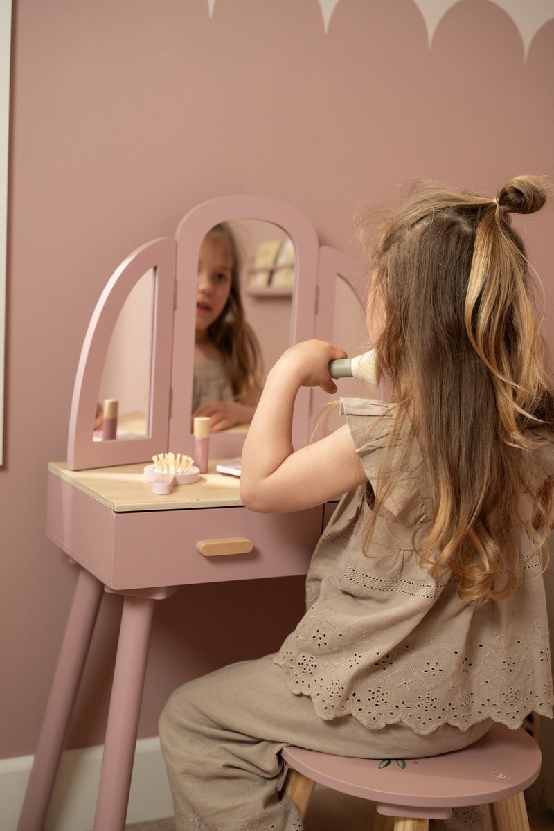 Little Dutch Houten kaptafel groot - Roze - Essentials (met naam) - Afbeelding 5