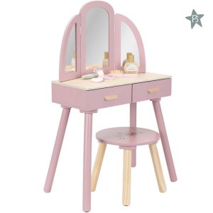 Little Dutch Houten kaptafel  groot - Roze - Essentials (met naam)