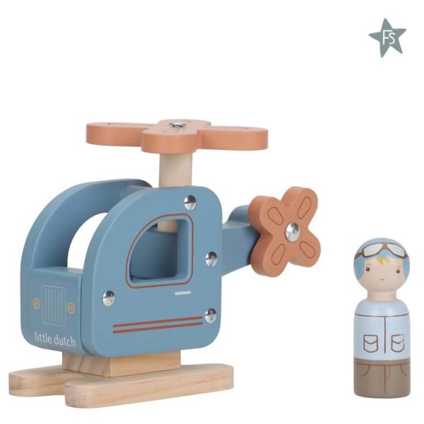 Little Dutch -  Houten speelgoed helikopter - Blauw