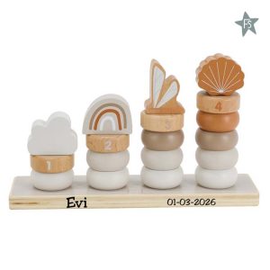 Label Label Stapelringen Nougat ( met naam en geboortedatum )