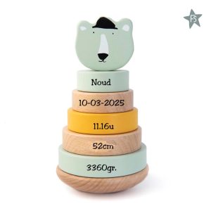 Trixie  Houten stapeltoren - Mr. Polar Bear  ( met naam en geboortegegevens )
