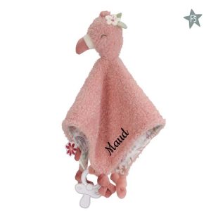 Little Dutch Knuffeldoekje Flamingo - Roze Safari Friends ( met naam )