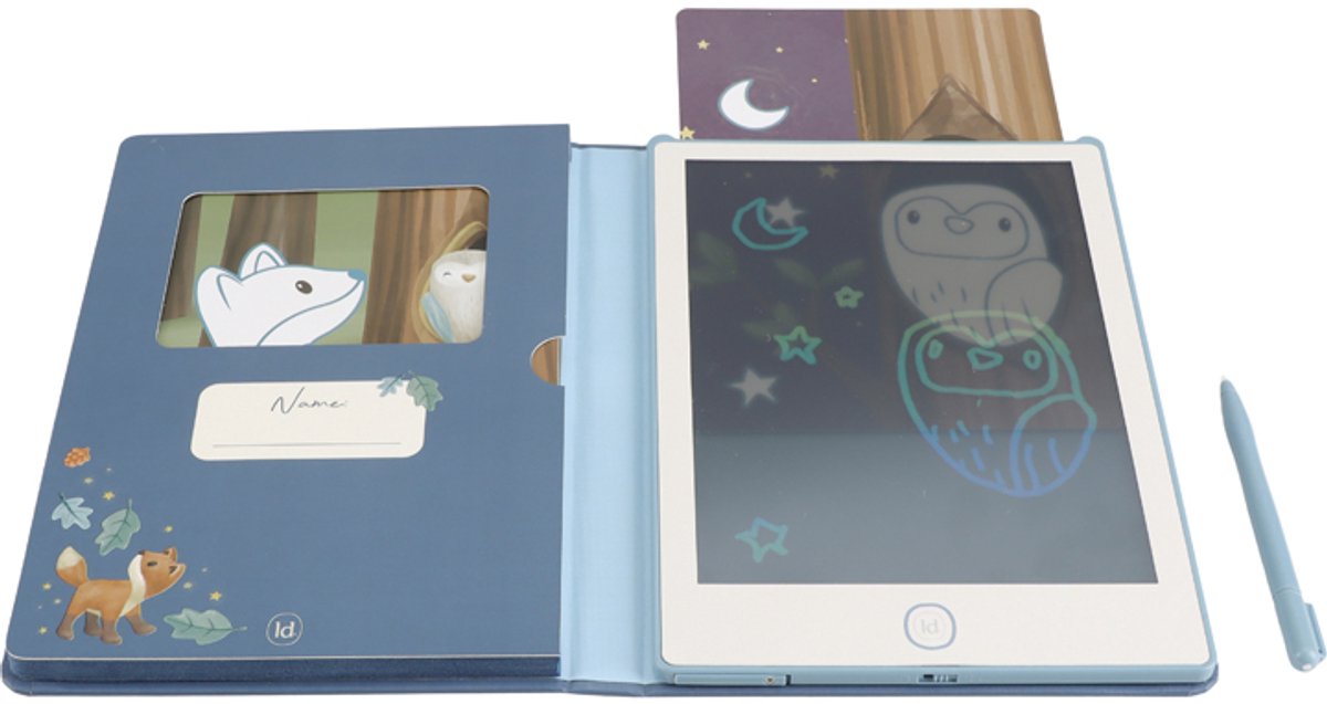 Little Dutch Tekentablet - Blauw - Forest Friends ( met naam ) - Afbeelding 4