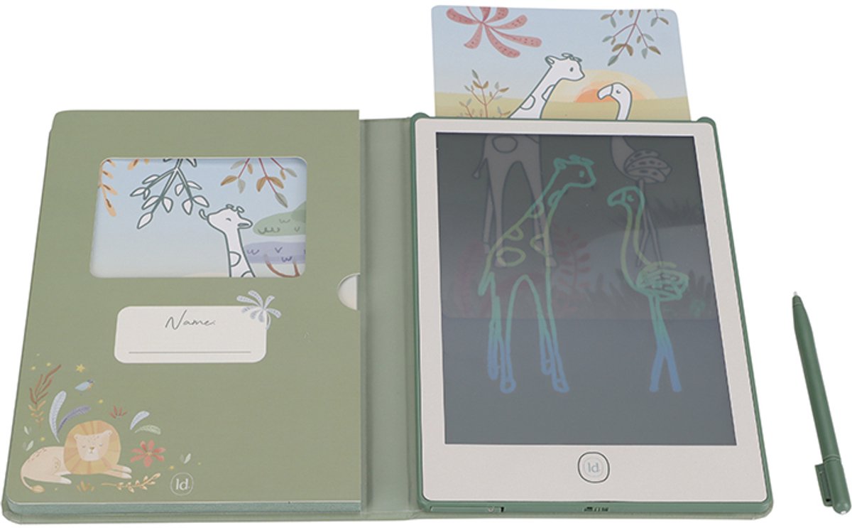Little Dutch Tekentablet - Groen - safari friends ( met naam ) - Afbeelding 3