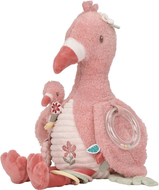 Little Dutch Activiteitenknuffel Flamingo - Roze Safari Friends ( met naam ) - Afbeelding 5