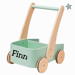 Duwwagen groen loopwagen little walker ( met naam )