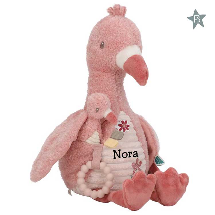 Little Dutch Activiteitenknuffel Flamingo - Roze Safari Friends ( met naam )