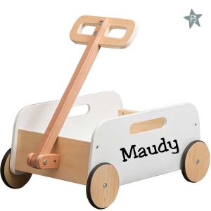 houten trekkar speelgoedkar bolderwagen ( met naam )