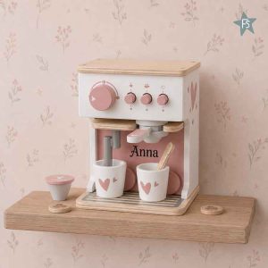 Kraamcadeau met naam | Label Label - Espresso Machine - Pink ( met naam )