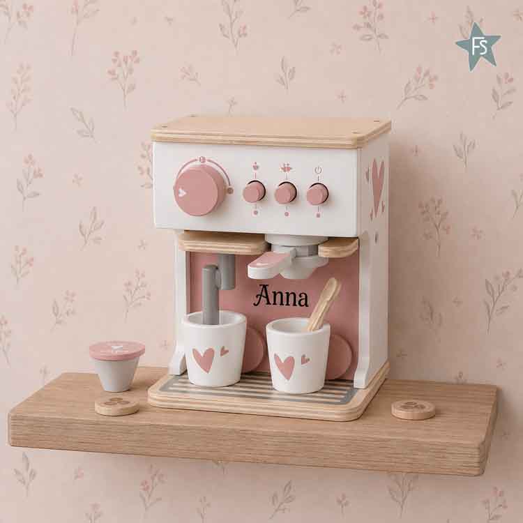 Kraamcadeau met naam | Label Label - Espresso Machine - Pink ( met naam )
