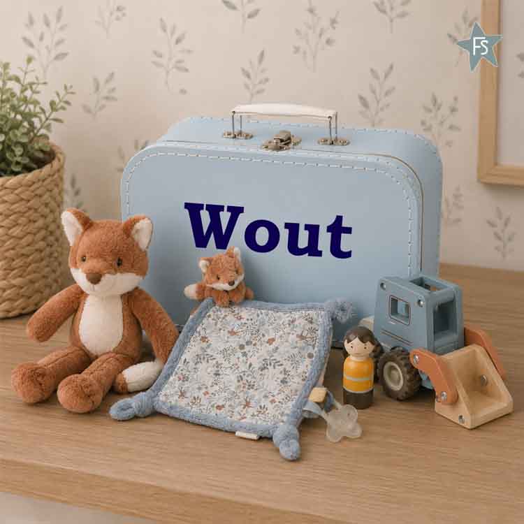 Kraamcadeau met naam | koffertje gevuld met little Dutch Forest Friends ( met naam )