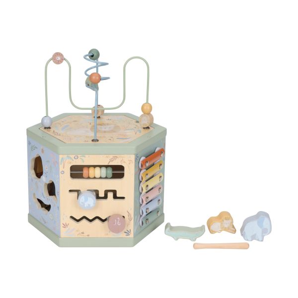 kraamcadeau met naam | Little Dutch Safari Friends Activiteitenkubus ( met naam en geboortegegevens ) - Afbeelding 3
