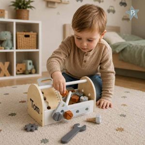 Tryco Houten Gereedschapskist  – Gepersonaliseerd Kraamcadeau ( met naam )