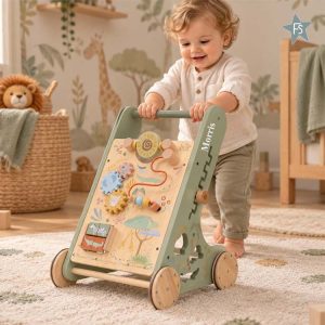 Little Dutch Activiteitenloopwagen Safari Friends (met Naam) | Persoonlijk Kraamcadeau